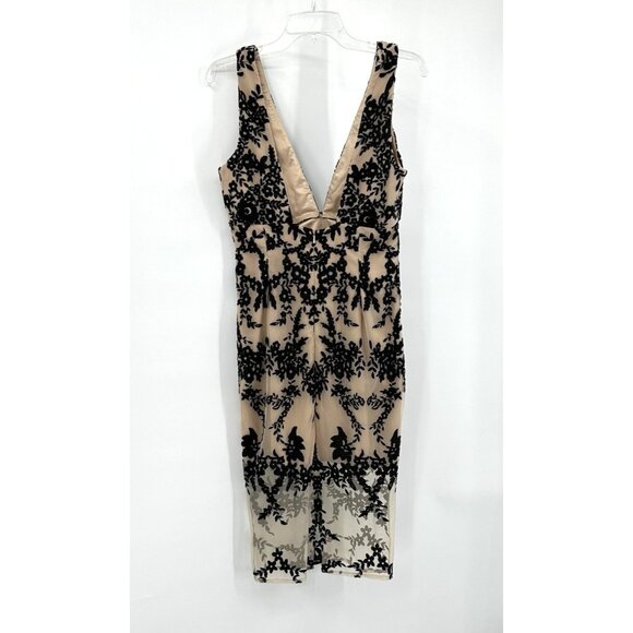 BARDOT dress sheer lace floral pencil wiggle party cocktail nude black SMALL - Picture 7 of 12